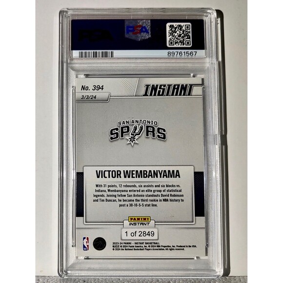 Victor Wembanyama 2023-24 Panini #394 NBA Rookie Card 1 of 2849 PSA 9 MINT - Picture 2 of 2